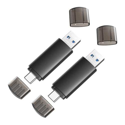 JOIOT 32GB USB C Flash Drive Dual USB 3.0 Flash Drive Type C + USB A Portable Type-C Flash Drive 2-in-1 USB-C Thumb Drive for Smartphone Tablet Computer Mac iPhone 15 Black(2 Pack) - Image 1