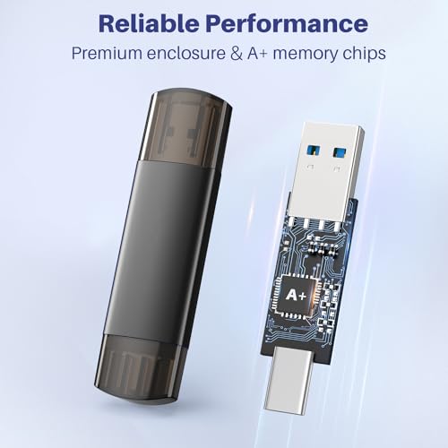 JOIOT 32GB USB C Flash Drive Dual USB 3.0 Flash Drive Type C + USB A Portable Type-C Flash Drive 2-in-1 USB-C Thumb Drive for Smartphone Tablet Computer Mac iPhone 15 Black(2 Pack) - Image 4