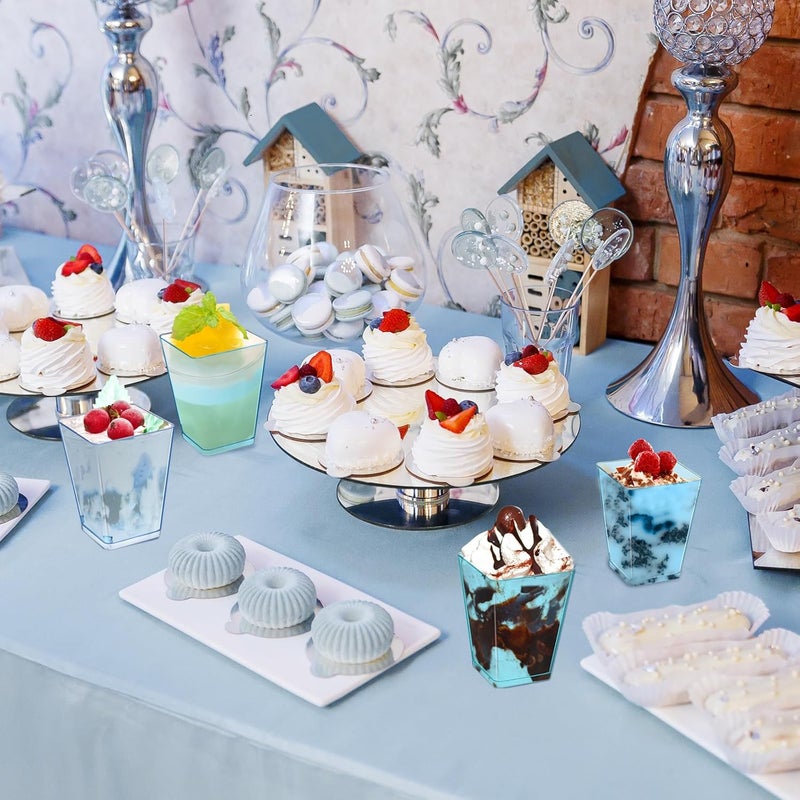 Mifoci 5 oz Plastic Dessert Cups Appetizer Cups for Parties Mini Square Disposable Dessert Bowls Clear Parfait Bowls for Pudding Fruit Yogurt Ice Cream MousseBlue50 Pcs - Image 5