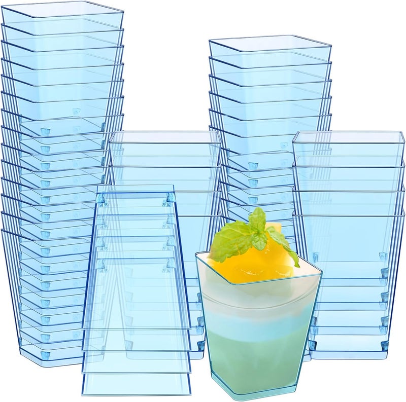 Mifoci 5 oz Plastic Dessert Cups Appetizer Cups for Parties Mini Square Disposable Dessert Bowls Clear Parfait Bowls for Pudding Fruit Yogurt Ice Cream MousseBlue50 Pcs - Image 1