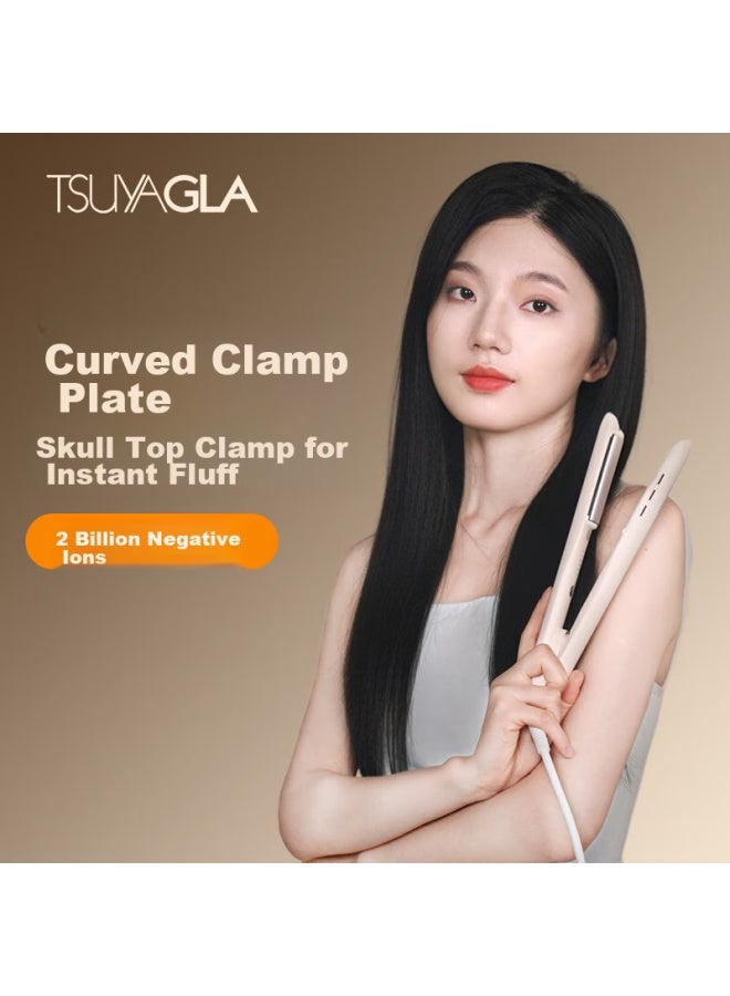 TSUYAGLA Cuiya Curved Hair Straightener, High Crown Straightening And Volumizing Iron, Negative Ion Dual-use For Straightening And Curling, Anti-frizz Straightening Tool, Qixi Valentine's Day Gift, T206 White - Image 4
