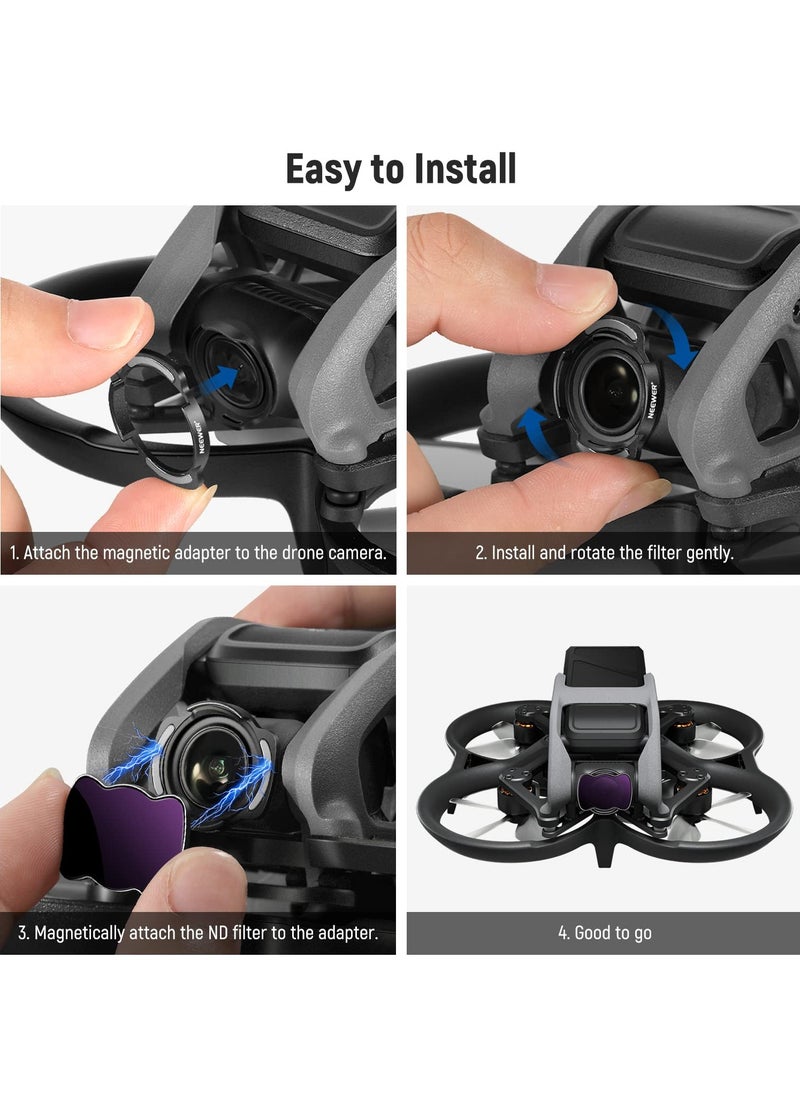 Generic - Magnetic ND/CPL Filter Set for DJI Avata Pro Mini FPV Drone - Includes ND8, ND16, CPL Filters & Magnetic Adapter, Aluminum Alloy Frame, Multi-Layer Coated HD Neutral Density (3PCS) - Image 1