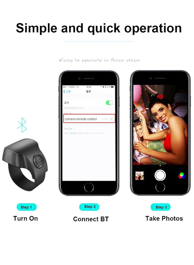 KASTWAVE Selfie Remote Control, Recharging Bluetooth 5.1 Smart Ring Selfie Remote Control for iPhone and Android Wireless Remote Control Selfie Shutter for Photography and Video Recording, Black, 1 Pcs - Image 5