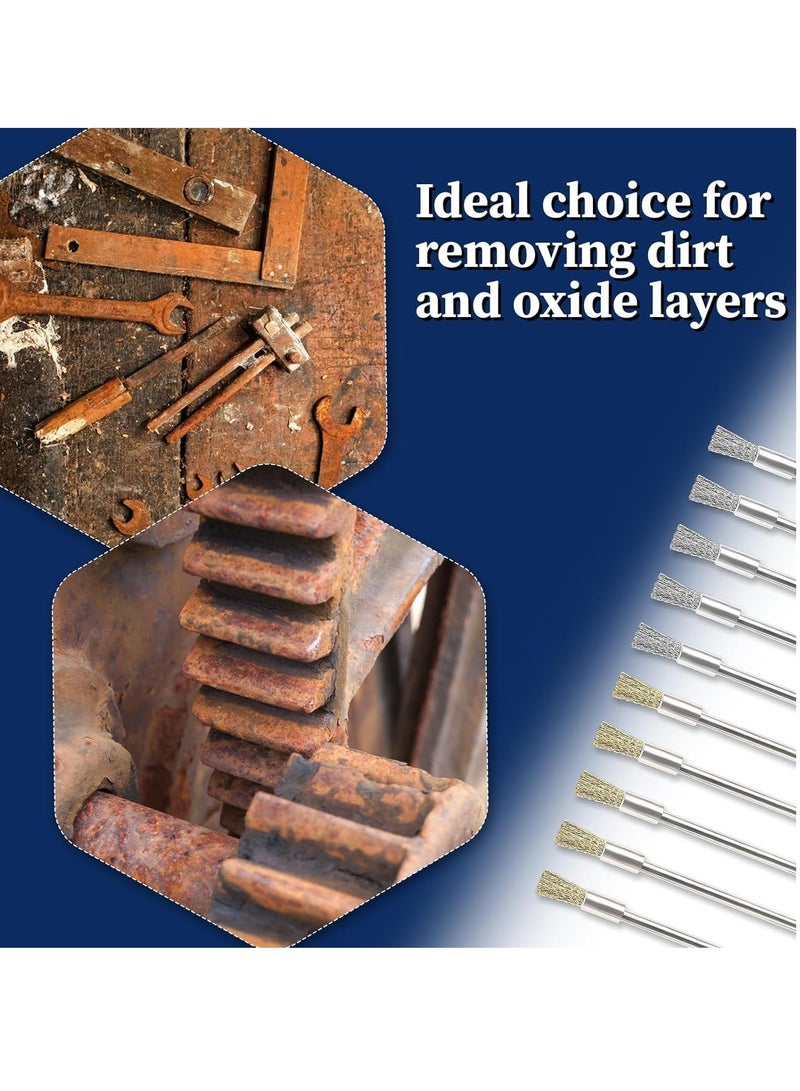 SYOSI Wire Brush Extended Steel Cleaning End Brushes Pen Wire End Cleaning Brush Metal, Small Pen Shape Stainless Steel Wire Brush Rust Paint Removal Bits Polishing Rotary Tools Accessories 20pcs - Image 5