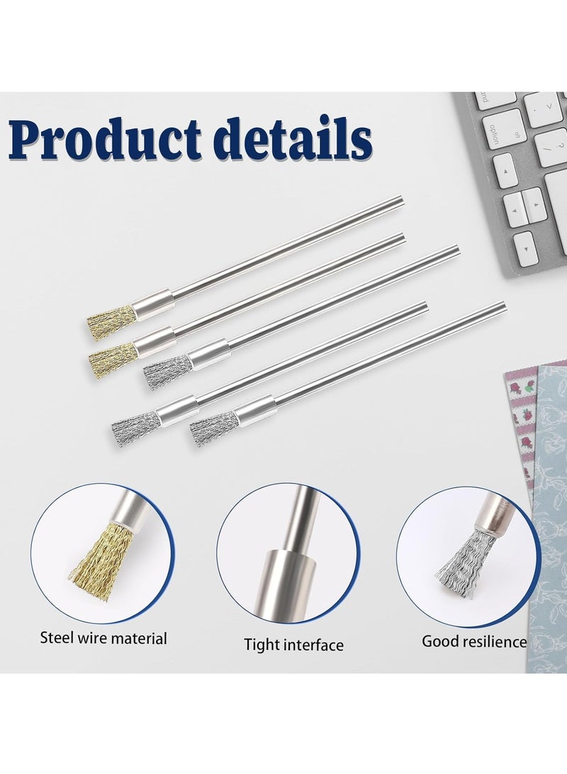 SYOSI Wire Brush Extended Steel Cleaning End Brushes Pen Wire End Cleaning Brush Metal, Small Pen Shape Stainless Steel Wire Brush Rust Paint Removal Bits Polishing Rotary Tools Accessories 20pcs - Image 2