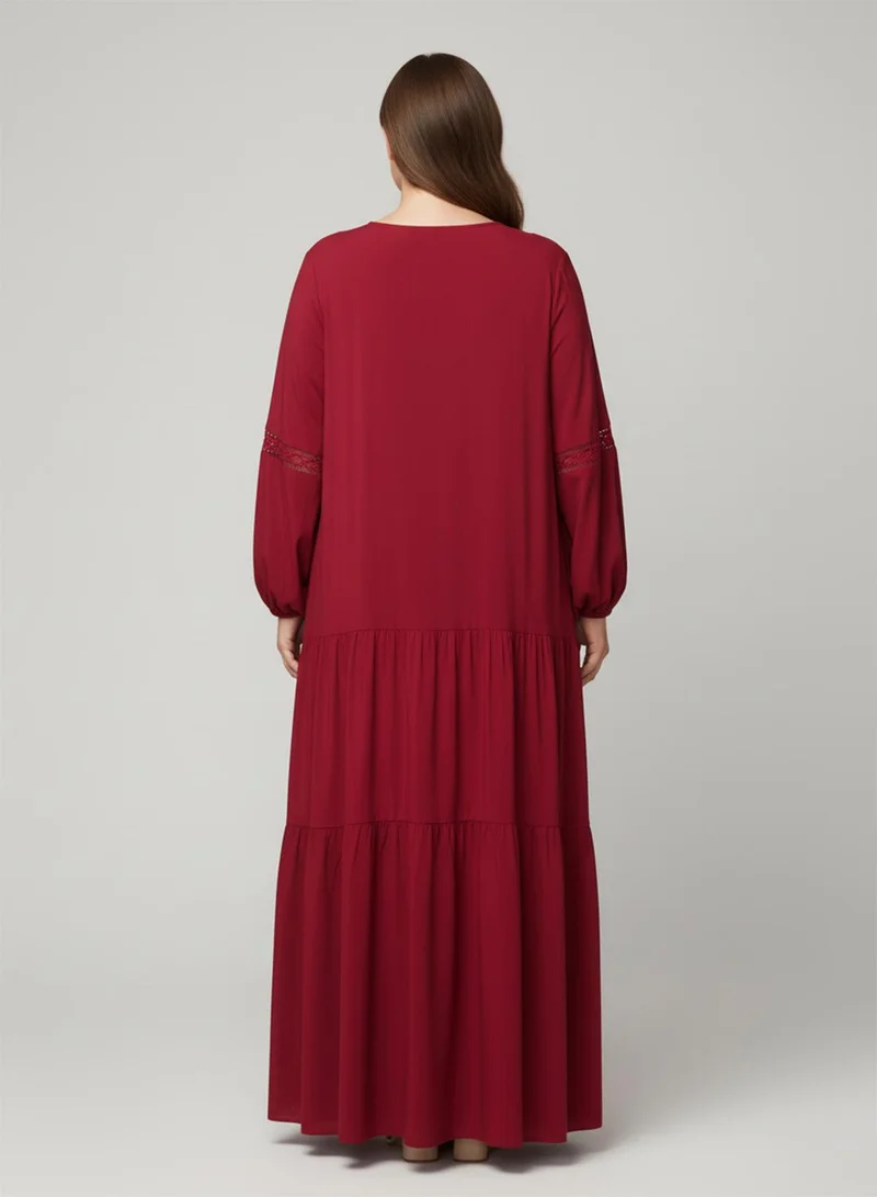 Ginger Plus V Neck Boho A Line Dress