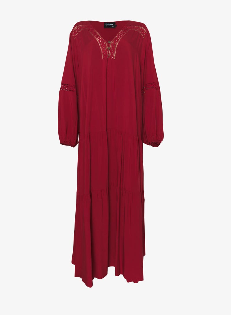 Ginger Plus V Neck Boho A Line Dress - Image 1