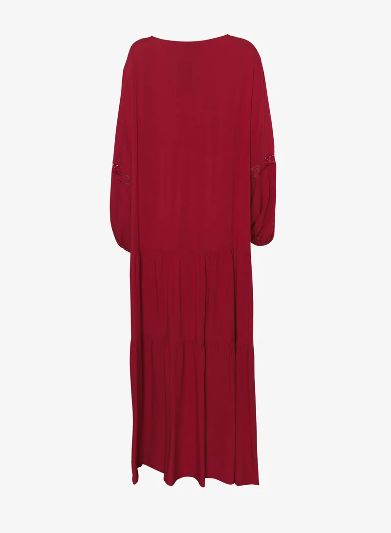 Ginger Plus V Neck Boho A Line Dress