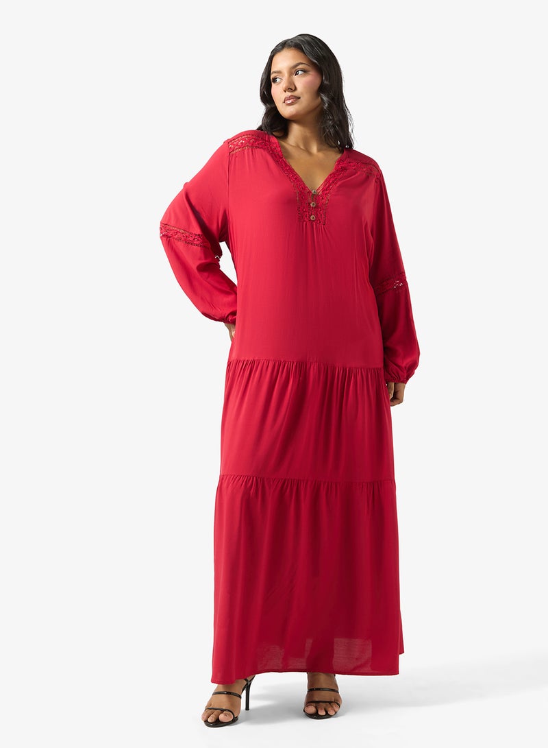 Ginger Plus V Neck Boho A Line Dress - Image 4