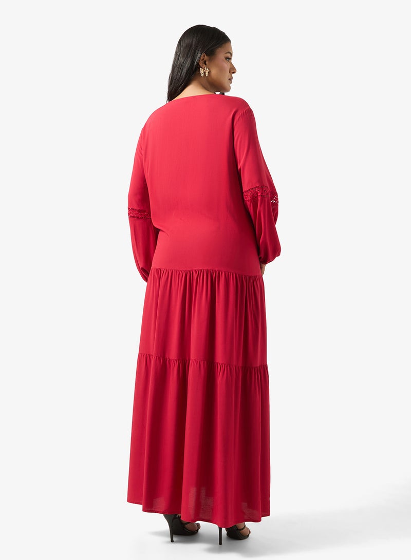 Ginger Plus V Neck Boho A Line Dress - Image 5