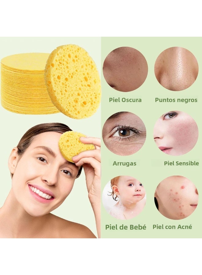 50PCS Compressed Facial Sponges, Exfoliating & Cleansing Pads, Latex-Free for Makeup Removal & Skin Care - Image 4