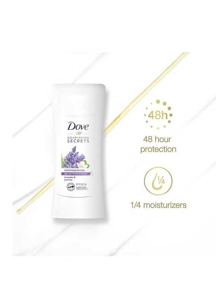 مزيل عرق دوف نوريشينغ سيكريتس للنساء برائحة اللافندر والياسمين لحماية الإبط من العرق لمدة 48 ساعة، ناعم ومريح، 2.6 أونصة، 3 قطع