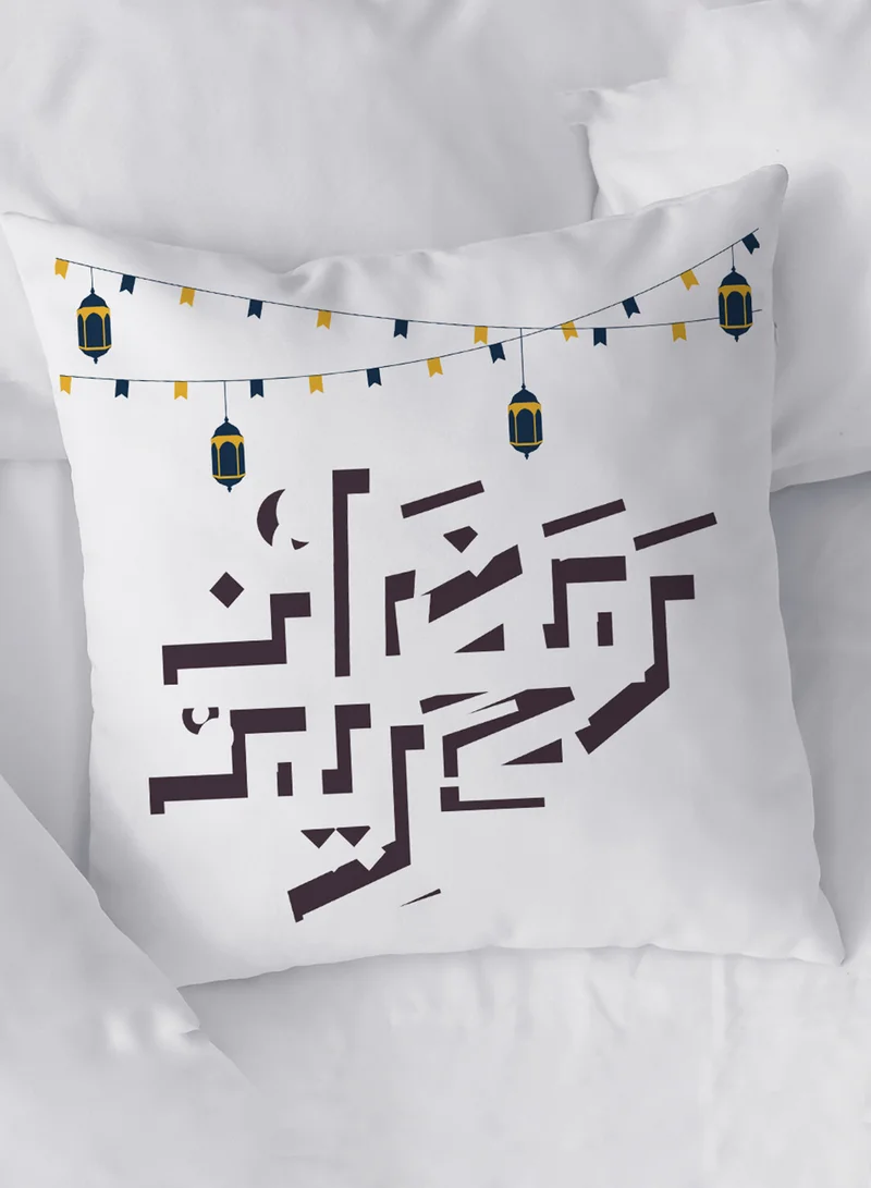 لوحة غطاء وسادة من البوليستر بتصميم رمضان كريم مع فوانيس رمضان