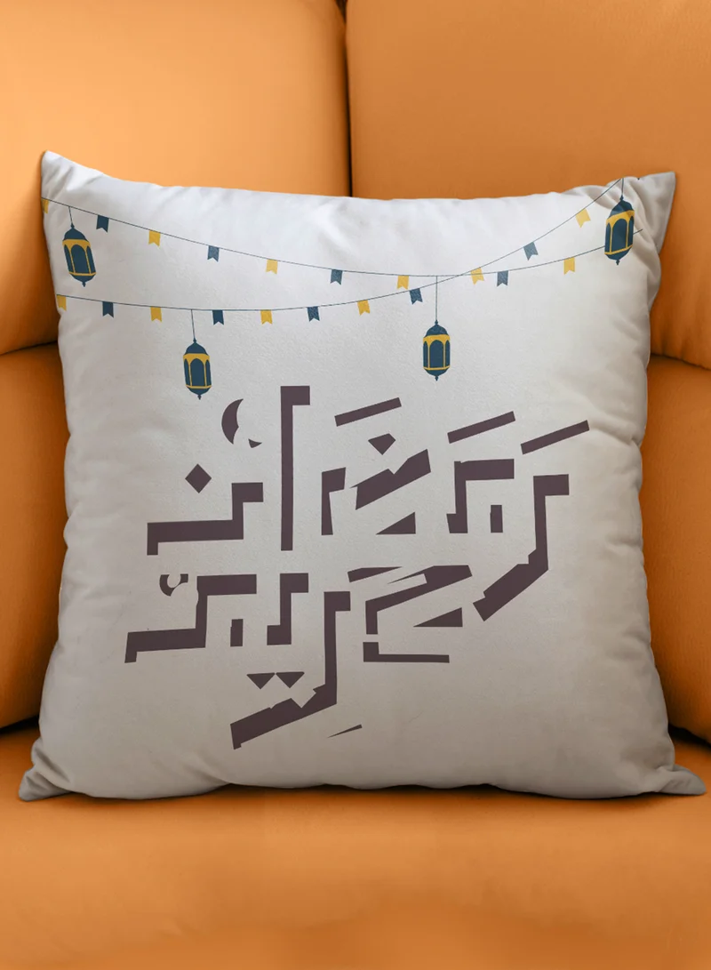 لوحة غطاء وسادة من البوليستر بتصميم رمضان كريم مع فوانيس رمضان