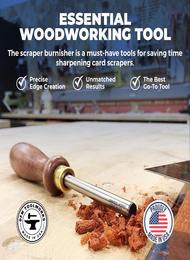 DFM Tool Works Cabinet Scraper Burnisher Tool - with Hard Maple Handle and Super Hard High Speed Steel Rod - Ideal for Card Scraper Burnishing and Woodworking Applications - Made in USA - Image 3