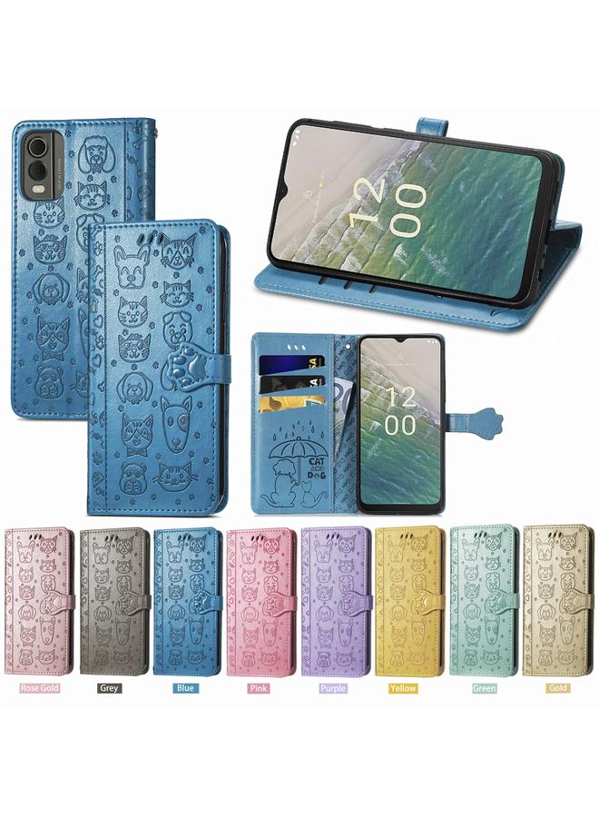 S-TOP Case For Nokia C32 Cat and Dog Embossed Leather Phone Case - Image 5