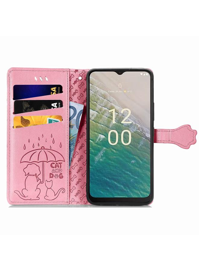 S-TOP Case For Nokia C32 Cat and Dog Embossed Leather Phone Case - Image 3