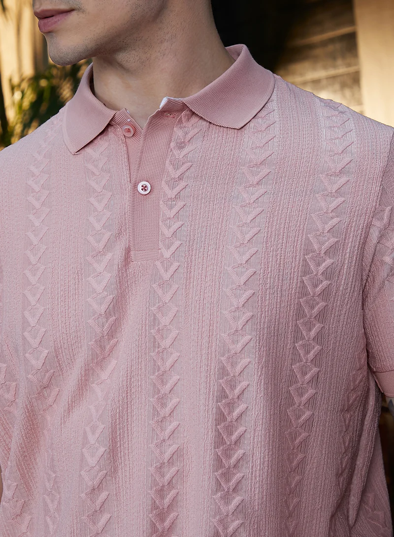CAHOOT  Men's Blush Pink Arc-Tactile Polo T-Shirt for Men | Best Price UAE