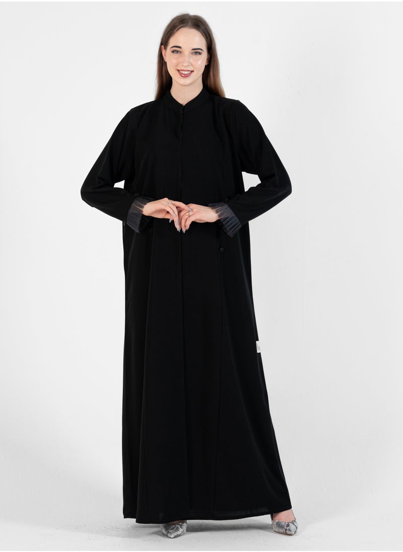 Abaya with Button style and pleated design on sleeves - pzsku/Z8338CE49CF7BBC8C227DZ/45/_/1737299226/3d9a9efb-4a01-4c25-8ae2-22b1011c2e4b