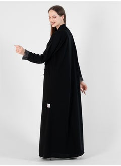 Rosette Abaya Abaya with Button style and pleated design on sleeves  - Image 4