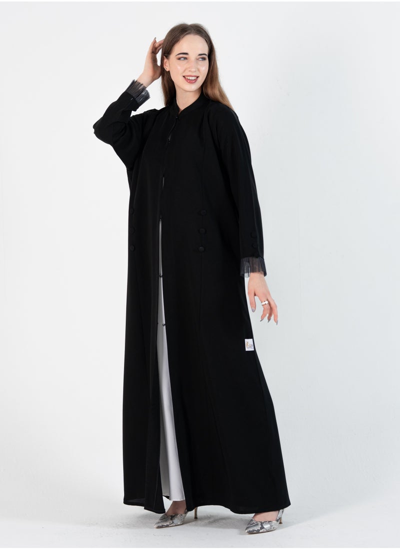 Abaya with Button style and pleated design on sleeves - pzsku/Z8338CE49CF7BBC8C227DZ/45/_/1737299256/f80eee57-a691-4e01-8b3e-827180862bb1