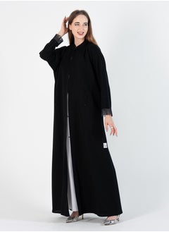 Rosette Abaya Abaya with Button style and pleated design on sleeves  - Image 5