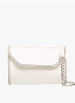 Flora Bella By Shoexpress Women Embellished Crossbody Bag with Detachable Chain Strap and Flap Closure  - Image 1