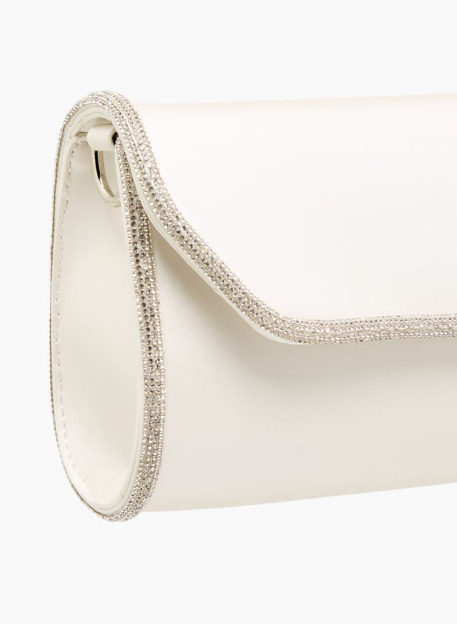 Flora Bella By Shoexpress Women Embellished Crossbody Bag with Detachable Chain Strap and Flap Closure  - Image 5