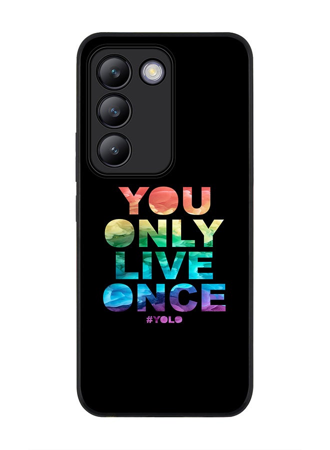 Stylizedd Rugged Black edge case for Vivo V30 Lite 5G, Slim fit Soft Case Flexible Rubber Edges Anti Drop TPU Gel Thin Cover -  YOLO - Image 1