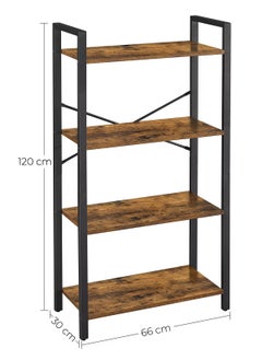 AGD 4-Tier Open Multipurpose Storage Cabinet with Metal Frame, Standing Shelving Unit for Storage and Display, for Living Room, Bedroom, Office, Brown  - Image 4