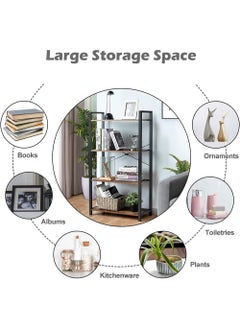 AGD 4-Tier Open Multipurpose Storage Cabinet with Metal Frame, Standing Shelving Unit for Storage and Display, for Living Room, Bedroom, Office, Brown  - Image 3