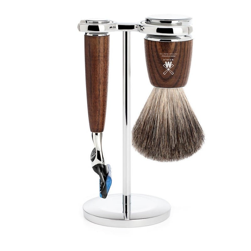 MHLE RYTMO 3Piece Pure Badger 5Blade Razor Modern Luxury Wet Shaving Set Perfect for Every Day Use Barbershop Quality Close Smooth Shave