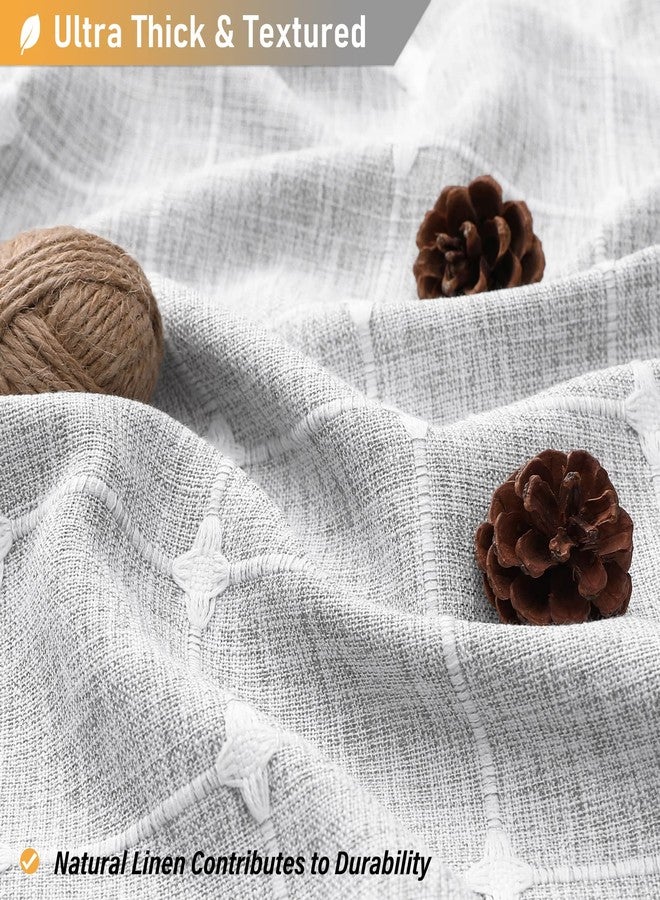 BTTN ستارة حمام طويلة جدًا من BTTN، مقاس 72 × 84 بوصة، مصنوعة من قماش الكتان بتصميم بوهيمي أنيق مع شرابات وخطافات، ستائر حمام طويلة وعصرية وأنيقة من قماش سميك وثقيل، رمادي/رمادي - Image 3