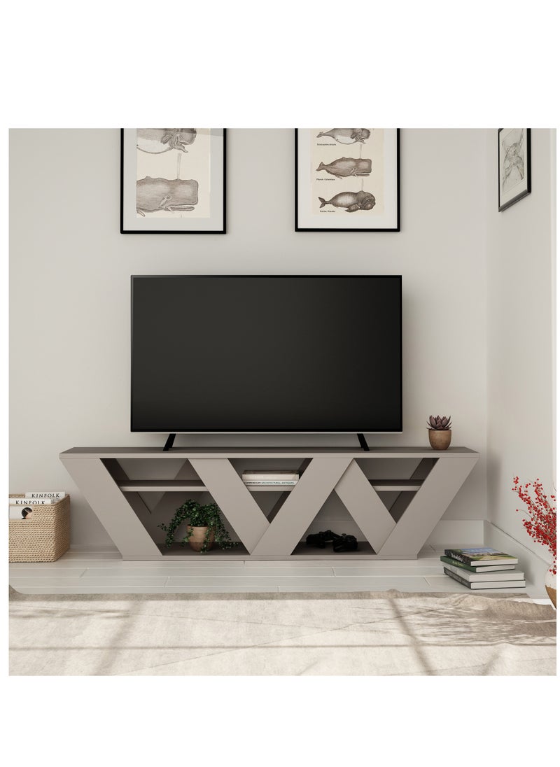 Mourah Mourah Home Ralla Modern TV Stand up to 65 Inches TVs | Modern TV Units for Living Room | 2-Tier Shelf Wooden Storage Cabinet | 158x30x40 CM| Light Mocha  - Image 1