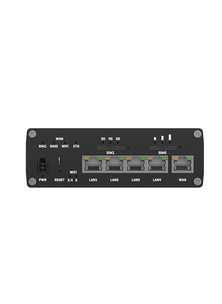 TELTONIKA - Teltonika RUTX50 is a robust industrial-grade 5G router designed for high-speed, reliable connectivity in demanding environments. It supports both 5G NR (Sub-6GHz) SA and NSA architectures, ensuring compatibility with current and future mobile networks - Image 1