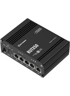 TELTONIKA Teltonika RUTX50 is a robust industrial-grade 5G router designed for high-speed, reliable connectivity in demanding environments. It supports both 5G NR (Sub-6GHz) SA and NSA architectures, ensuring compatibility with current and future mobile networks  - Image 5