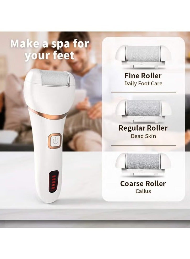 Generic Electric Callus Remover Rechargeable Feet Pedicure IPX7 Waterproof Design For Dryed Skin With 3 Roller Heads, 2 Speed  - Image 4