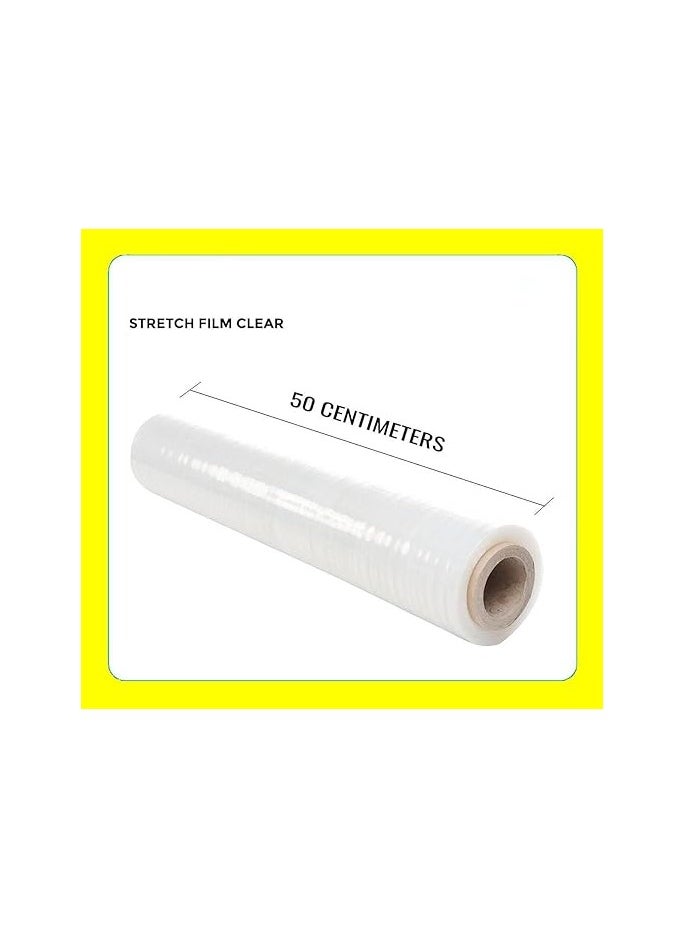 ECVV - Clear Stretch Film - 500mm Heavy Duty Plastic Shrink Wrap for Pallet, Packing, Moving and Packaging - 1.20 kg, 400g Core - Image 1