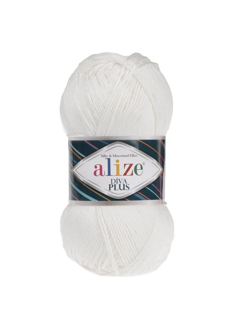 Alize Diva - Alize Diva Plus Acrylic Yarn 1055 White - Image 1