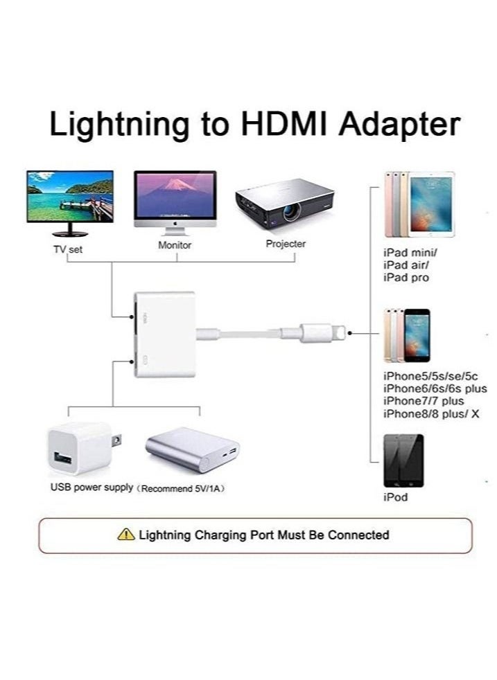 Generic Lighing to HDMI Adapter,1080P Lighing Digital AV Adapter with Lighing Charging Port,HDMI Sync Screen Connector  - Image 5