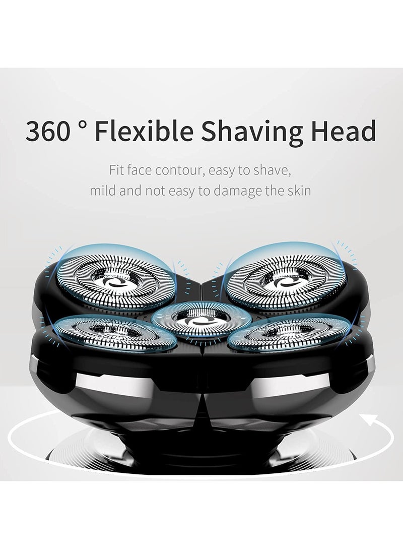 ماكينة حلاقة كهربائية ، ماكينة حلاقة دوارة لاسلكية رطبة وجافة للرجال الصلع ، IPX7-Waterproof ، مجموعة شحن أسرع ، شفرات رأس قابلة لإعادة الشحن USB مع شاشة LED - Image 2