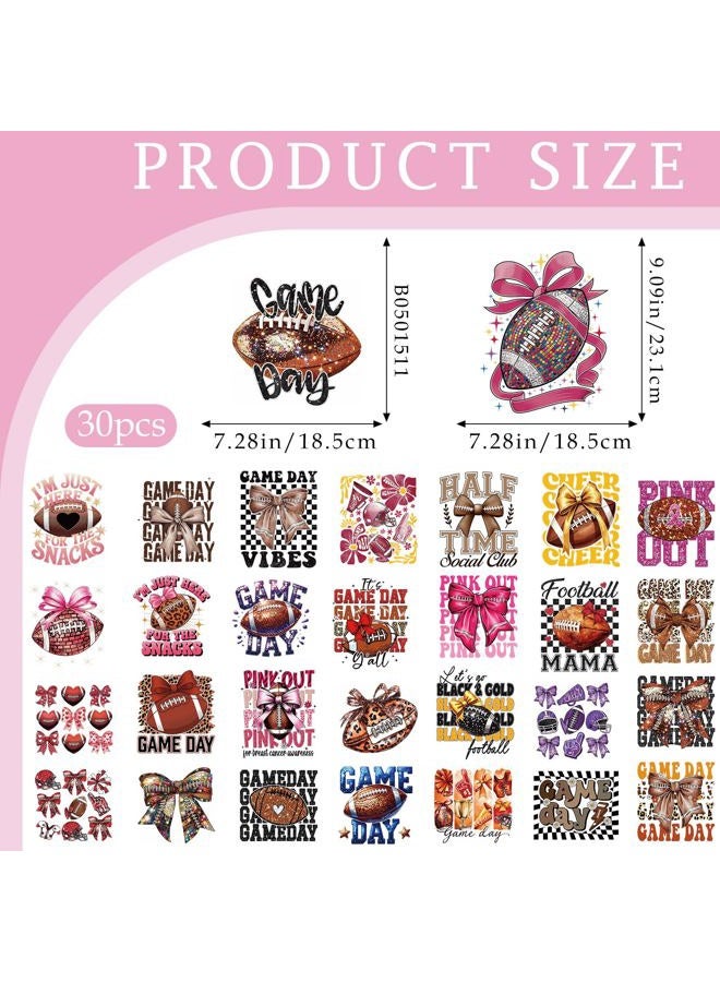 INCOK Football DTF Transfers Ready to Press - 30 Sheets Game Day Iron on Transfers for T-Shirt Coquettte Bow Iron on Decals Patches DIY Heat Vinyl Stickers for Clothing Pillow Hat Hoodie Bagpack - Image 5