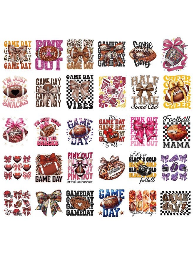 INCOK Football DTF Transfers Ready to Press - 30 Sheets Game Day Iron on Transfers for T-Shirt Coquettte Bow Iron on Decals Patches DIY Heat Vinyl Stickers for Clothing Pillow Hat Hoodie Bagpack - Image 2