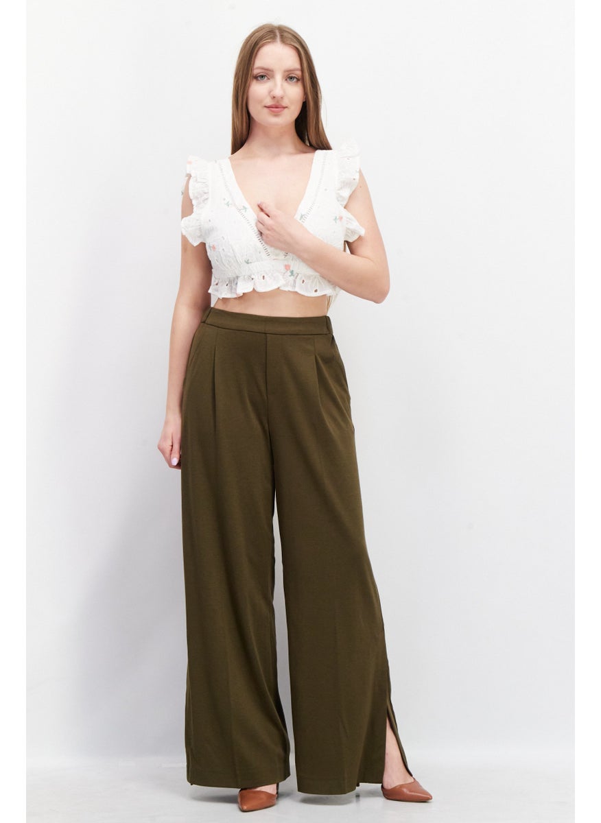 LOST INK Women V-Neck Ruffle Sleeves Eyelet Tops, White  - Image 3