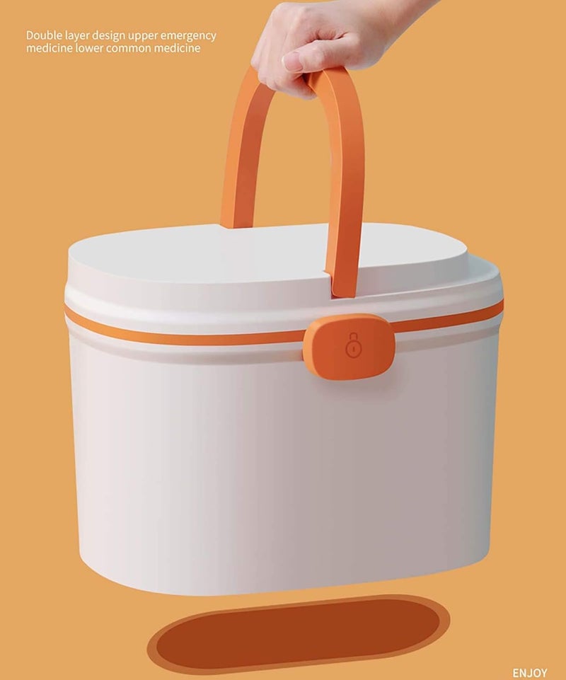 First Aid Kit Medicine Box Household Extra Large Medicine Storage Box Medical Box Complete Emergency Large-Capacity Family Storage Medicine Box(Only Empty Box) (Orange 30.5 * 21.5 * 22.5cm) - Image 5