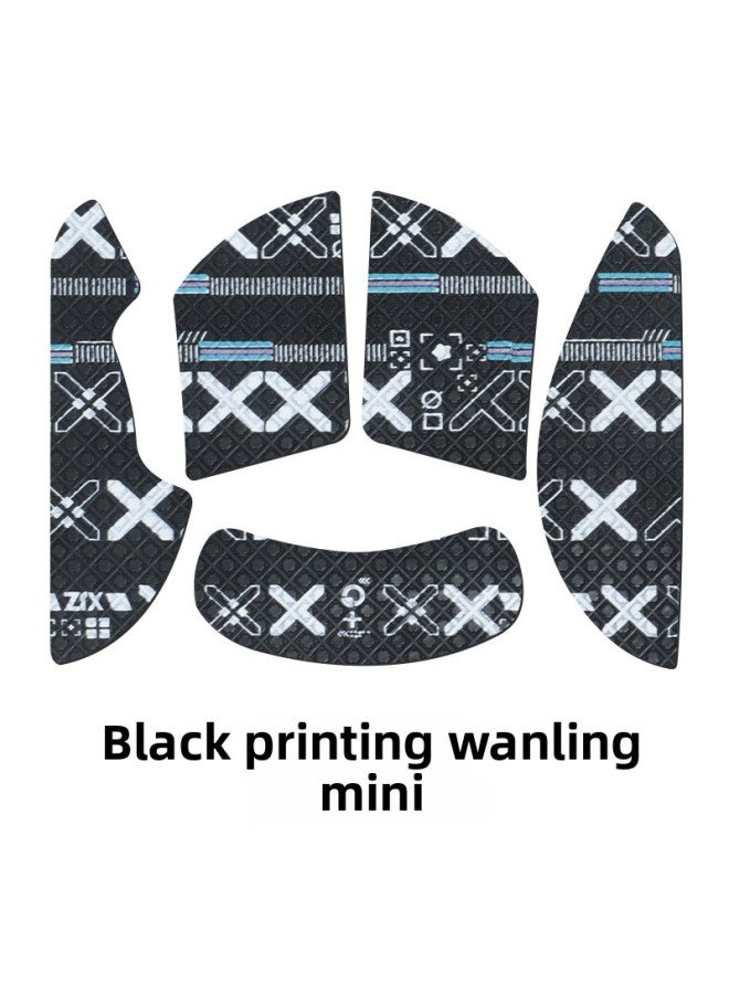 For Wlmouse Wanling Mini Mouse Anti-Slip Sticker Game E-Sports Flower Beast Mini Sticker Foot Pad Foot Pad-Color:[half Pack] Black Printed Mouse Sticker [free Cleaning Cotton] - Image 1