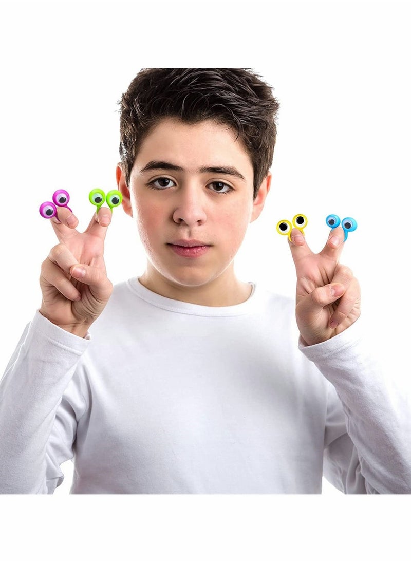 64 Pieces Eye Finger Puppets, Googly Eye on Ring Wiggly Eyeball Finger Puppet Rings, Classroom Exchange and Prize Supplies Party Favor Toys for Kids, Funny Novelty Eyeball Ring (6 Colors)  - Image 5