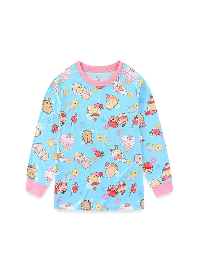 babyqlo Blue Printed Girls Glow in the dark Pajama Set