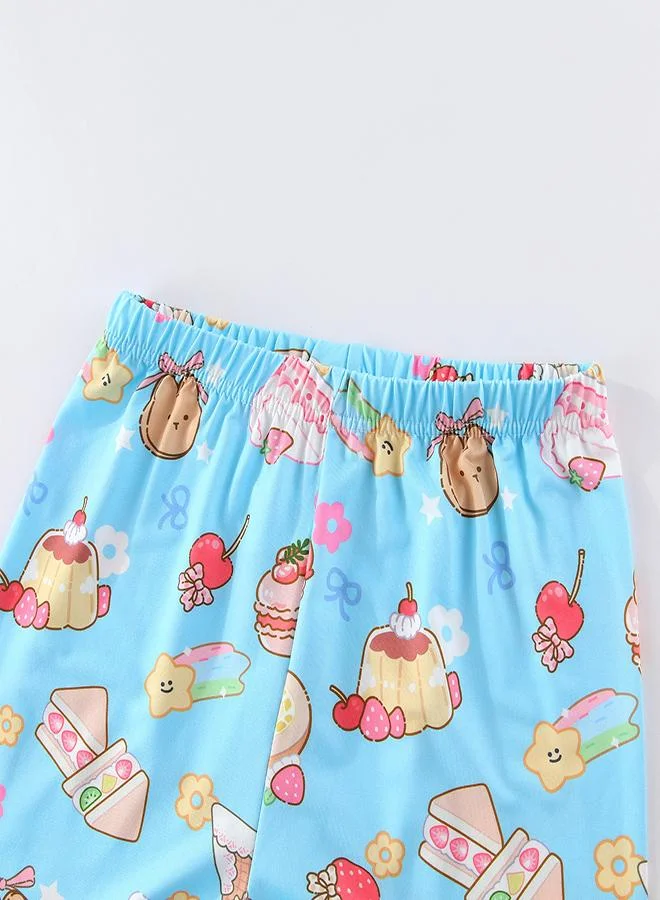 babyqlo Blue Printed Girls Glow in the dark Pajama Set