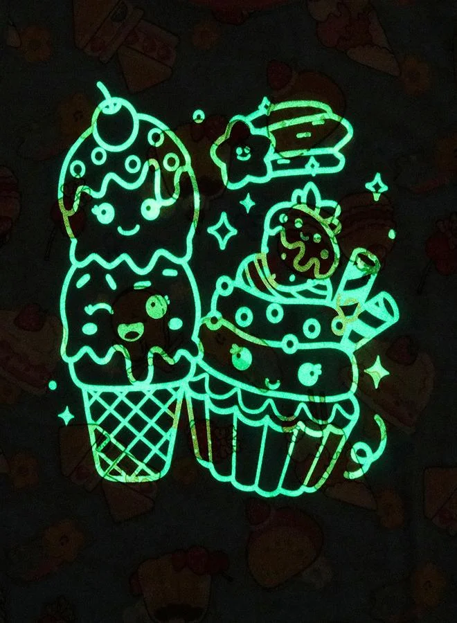 babyqlo Blue Printed Girls Glow in the dark Pajama Set